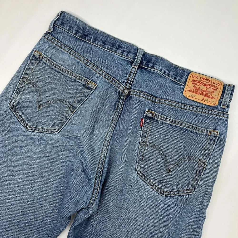 Levi's 505 Regular Fit Jeans Vintage 90's Blue 36x30 Straight Leg Cotton Denim